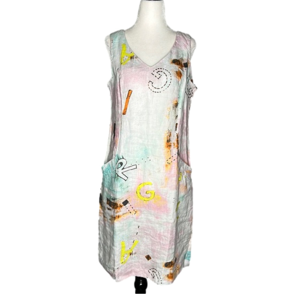 NWT Laura super cute muti-colour pastel 100% linen shift dress